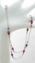 Pink Fuschia and Black Paper Bead Heart Chain Neck