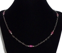 Pink Fuschia and Black Paper Bead Heart Chain Neck