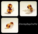 Woven Burgundy and Yellow Paper Post Earrings Stud