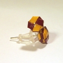 Woven Burgundy and Yellow Paper Post Earrings Stud