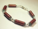 Shimmery Brick Red Paper Bead Bracelet With Silver