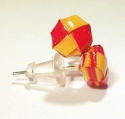 Woven Red and Yellow Paper Post Earrings Stud, But