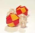 Woven Red and Yellow Paper Post Earrings Stud, But