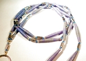 Pastel Blue, Purple & Green Paper Bead Badge / ID 