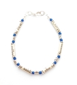 Book Print Paper Bead Bracelet Blue with Silver Su