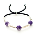 Book Print Paper Bead Slip Bracelet With Big Purpl