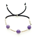 Book Print Paper Bead Slip Bracelet With Big Purpl