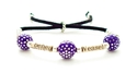Book Print Paper Bead Slip Bracelet With Big Purpl