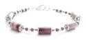 Shades of Purple Paper Bead Bracelet Silver