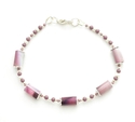 Shades of Purple Paper Bead Bracelet Silver