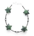 Green and Black Plaid Lucky Star Paper Bead Bracel