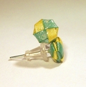 Woven Green and Yellow Paper Post Earrings Stud, B