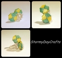 Woven Green and Yellow Paper Post Earrings Stud, B