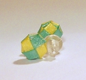 Woven Green and Yellow Paper Post Earrings Stud, B