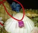 Red, Blue and Purple Woven Paper Bead Pendant Neck