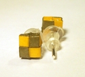 Woven Olive Green and Yellow Paper Post Earrings S