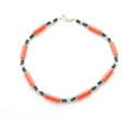 Orange Paper Bead Anklet Halloween Silver Accents