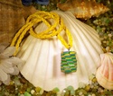 Blue, Green and Yellow Woven Paper Bead Pendant Ne