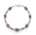 Blue and Orange Paper Bead 10 1/2 Inch Anklet and 