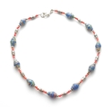 Blue and Orange Paper Bead 10 1/2 Inch Anklet and 