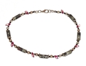Black Gray Burgundy Paper Bead Anklet Silver Purpl