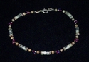 Black Gray Burgundy Paper Bead Anklet Silver Purpl