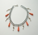 Fall Orange Paper Bead Charm Bracelet Autumn Color