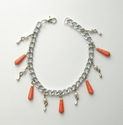 Fall Orange Paper Bead Charm Bracelet Autumn Color