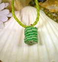 Green Tones Woven Paper Bead Pendant Necklace