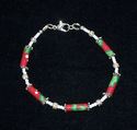 Red with Green Holly Paper Bead Bracelet Holiday W