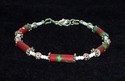 Red with Green Holly Paper Bead Bracelet Holiday W