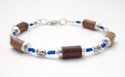 Faux Stone Look Paper Bead Bracelet Blue and Silve