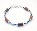 Faux Stone Look Paper Bead Bracelet Blue and Silve