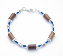 Faux Stone Look Paper Bead Bracelet Blue and Silve
