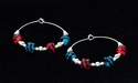Woven Red, Black and Blue Paper Bead Silver Hoop E