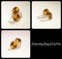 Woven Dark Yellow and Brown Paper Post Earrings St
