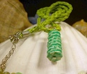 18" Artisan Green Tone Woven Paper Bead Pendant Ne