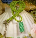18" Artisan Green Tone Woven Paper Bead Pendant Ne