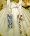 Woven Blue and Antique White Paper Bead Pendant Ne