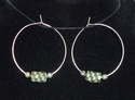 Woven Olive Green and Light Blue Paper Bead Silver