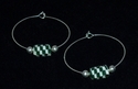 Woven Dark Green and Ultra Light Blue Paper Bead S