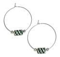 Woven Dark Green and Ultra Light Blue Paper Bead S