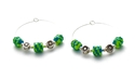Woven Bright Neon Green and Blue Daisy Paper Bead 