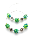 Woven Bright Neon Green and Blue Daisy Paper Bead 