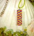 Neon Pink, Blue, Green and Yellow Woven Paper Bead