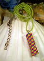 Neon Pink, Blue, Green and Yellow Woven Paper Bead