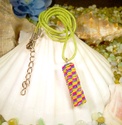 Neon Pink, Blue, Green and Yellow Woven Paper Bead
