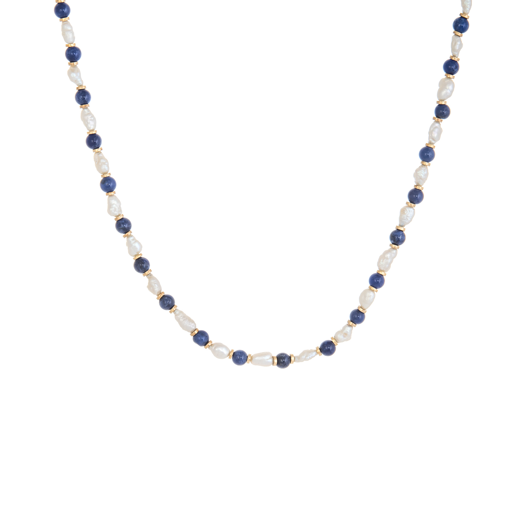 Lapis Lazuli Freshwater Pearl Choker Necklace Vintage 14k Yellow Gold ...