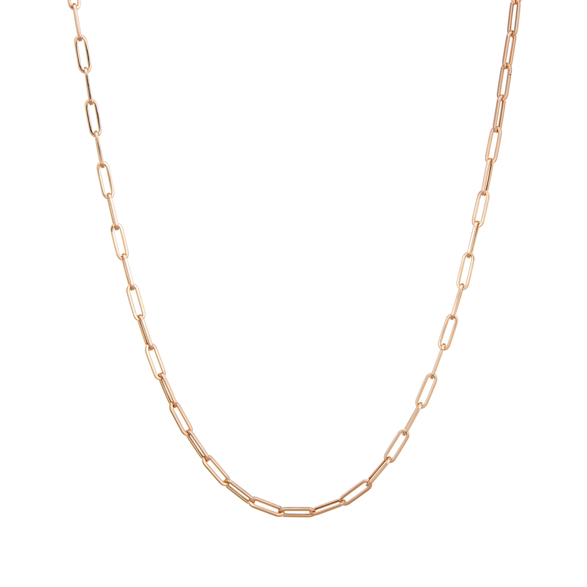 Paperclip Necklace Estate 14k Rose Gold 18 Inch Fine Jewelry Long Chain