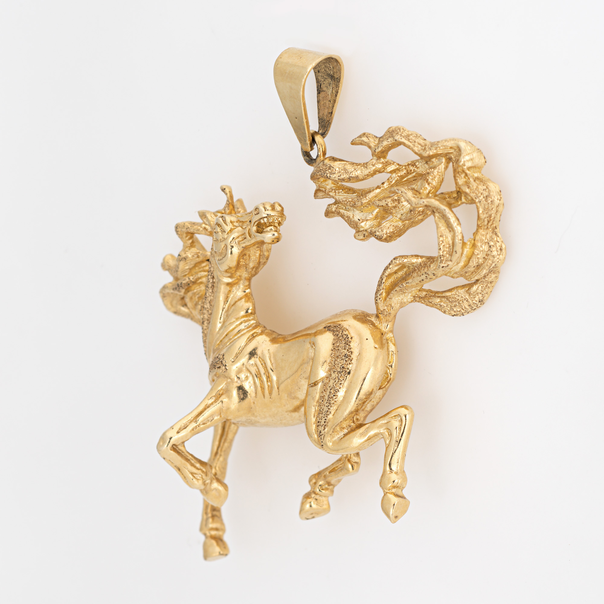 Wild Horse Pendant Vintage 14k Yellow Gold Large Animal Jewelry